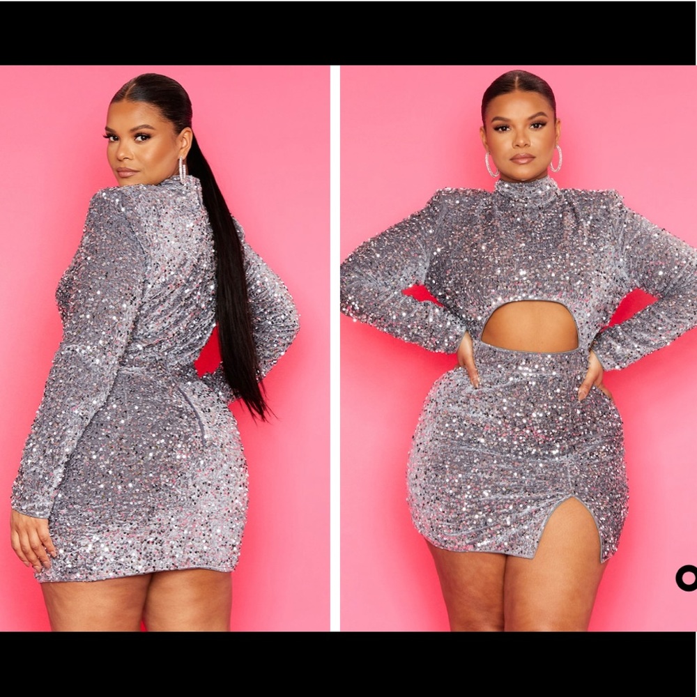Plus Silver Sequin Cut Out Bodycon Dress
 
Size: 16